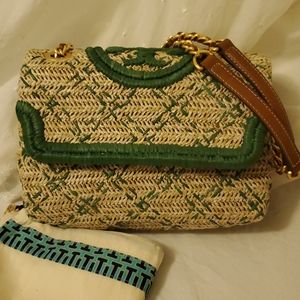 Tory Burch Soft Straw Fleming Purse